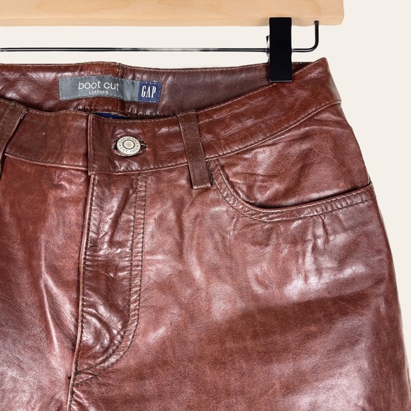 GAP Pants - Vintage Y2K Chocolate Brown Leather Bootcut Pants Size 2 | The Gap